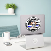 Die Beagle-Polizei unterstützt das Blaue Aufkleber (Laptop auf Schreibtisch)