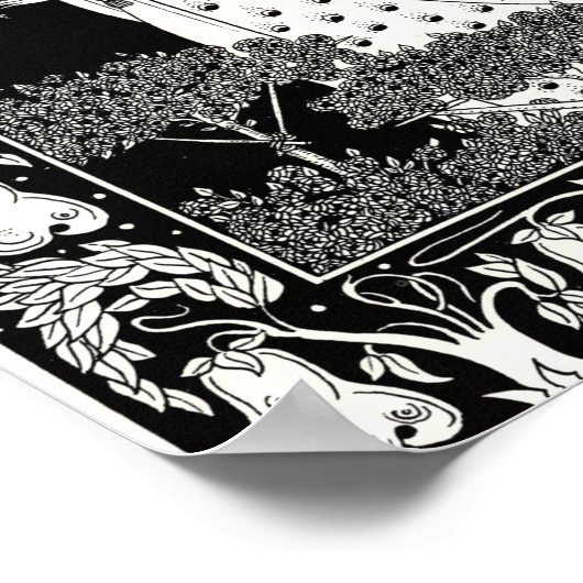 Die Beale Isoud bei Joyous Gard, Aubrey Beardsley Poster (Ecke)