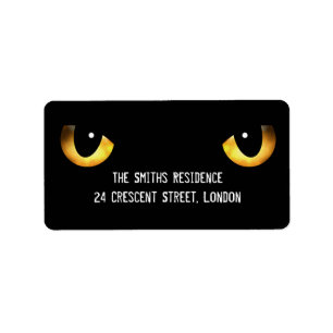 Die beängstigenden Katzenaugen Halloweens Adressaufkleber