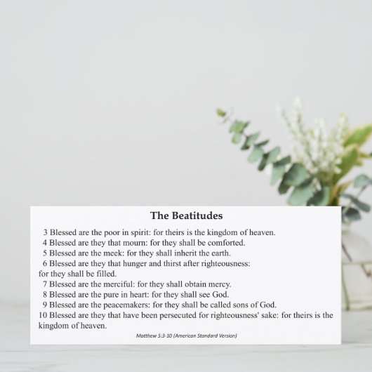 Die Beatitudes-Gebetskarte (Stehend Vorderseite)