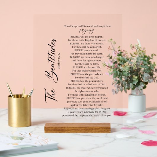 Die Beatitudes Matthew 5:2-12 Bibelschrift Acrylschild (Hochzeit)