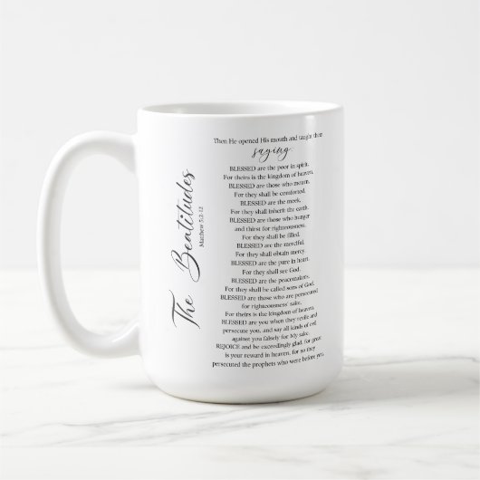 Die Beatitudes Matthew 5:2-12 Bibelschrift Kaffeetasse (Links)