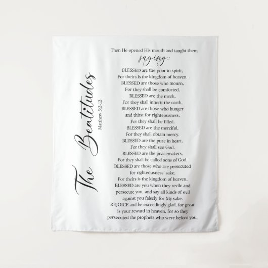 Die Beatitudes Matthew 5:2-12 Bibelschrift Wandteppich (Vorderseite)