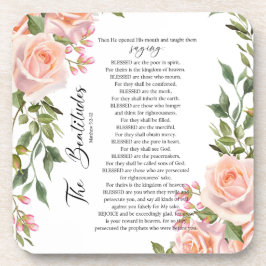 Die Beatitudes Matthew 5:3-12 Rose der Schrift Getränkeuntersetzer