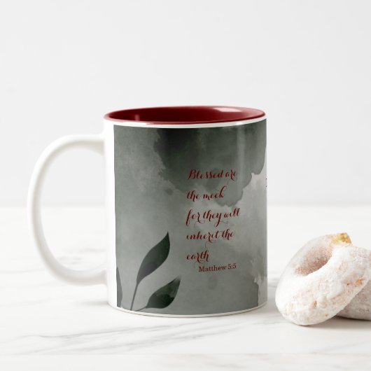 Die Beatitudes Scripture Verse 5:5 Zweifarbige Tasse (Mit Donut)