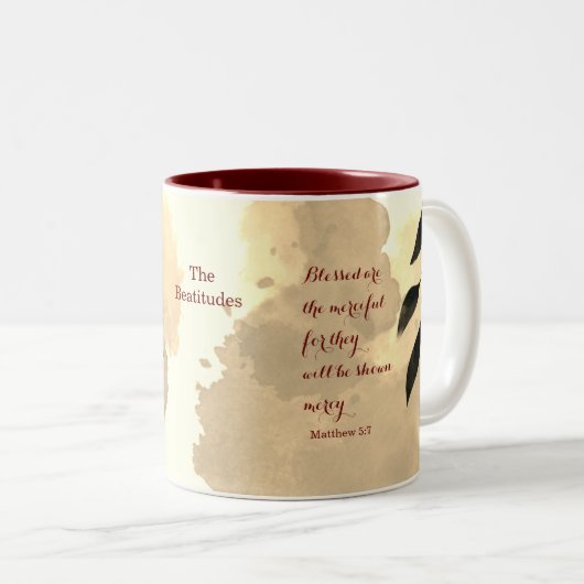 Die Beatitudes Scripture Verse 5:7 Zweifarbige Tasse (VorderseiteRechts)