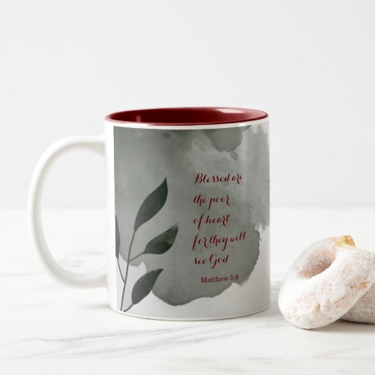 Die Beatitudes Scripture Verse 5:8 Zweifarbige Tasse (Mit Donut)