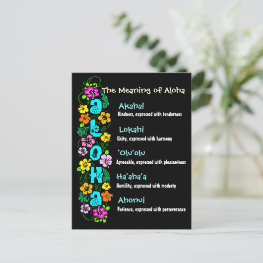 Die Bedeutung von Aloha Postkarte (Stehend Vorderseite)