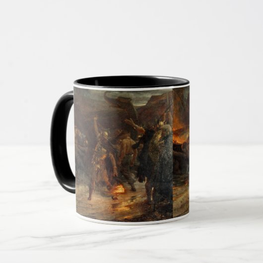 Die Beerdigung eines Wikinger Franks Dicksee 1893 Tasse (Vorderseite Links)