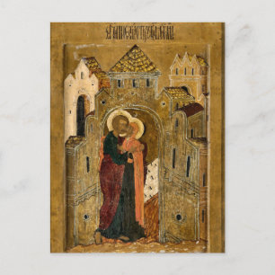 Die Begegnung von Anna und Joachim Orthodoxe Ikone Postkarte