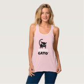Die Behälter der Pink-schwarze Katzen-Frauen | Tank Top (Vorderseite Vollansicht)