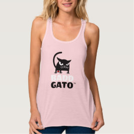 Die Behälter der Pink-schwarze Katzen-Frauen | Tank Top