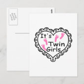 Die beiden Girls Pink Footprints Herz Postkarte (Vorne/Hinten)