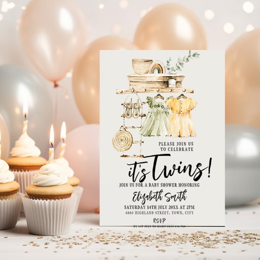 Die beiden Mädchen Boho Babydusche Einladung