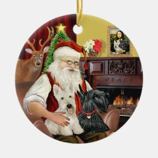 Die beiden schottischen Terrier des Weihnachtsmann Keramik Ornament (Vorne)