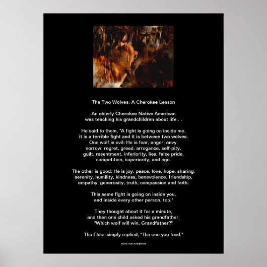 Die beiden WOLVES CHEROKEE TALE Indianerdrucke Poster (Vorne)