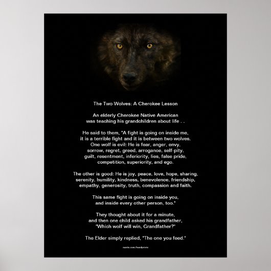 Die beiden WOLVES CHEROKEE TALE Indianerdrucke Poster (Vorne)