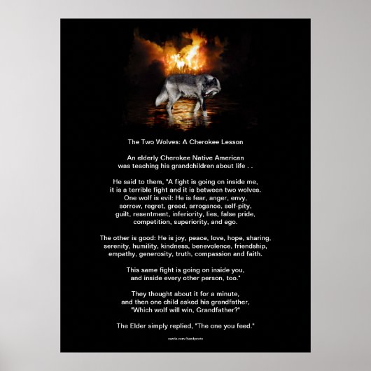 Die beiden WOLVES CHEROKEE TALE Indianerdrucke Poster (Vorne)