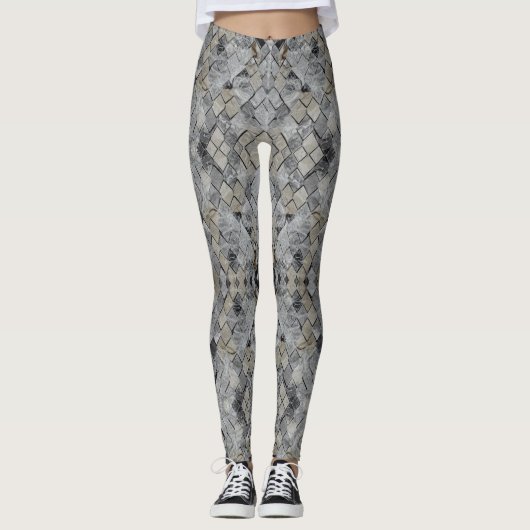Die beigefarbenen Fliesen aus weißem Marmor Leggings (Vorderseite)