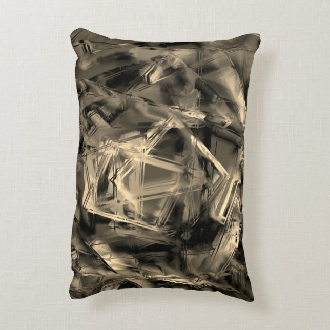 Die beigefarbenen Quadrate mit Pinselstrichen Dekokissen (Rückseite(Vertikal))