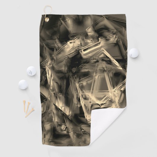 Die beigefarbenen Quadrate mit Pinselstrichen Golfhandtuch (Insitu)