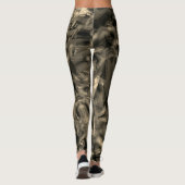 Die beigefarbenen Quadrate mit Pinselstrichen Leggings (Rückseite)