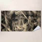 Die beigefarbenen Quadrate mit Pinselstrichen Strandtuch (Vorderseite)