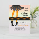 Die Bein-Halloween-Party-Einladung der Hexe Einladung (Stehend Vorderseite)