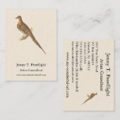 Die beklagende Taube (Carolina Turtle Dove) NY Vög Visitenkarte (Vorne/Hinten)