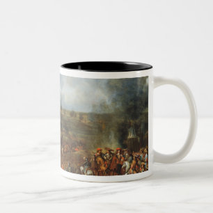 Die Belagerung von Namur, 1692, 18. Jahrhundert Zweifarbige Tasse