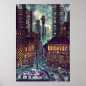 Die belebte Innenstadt | AI Art Poster (Vorne)