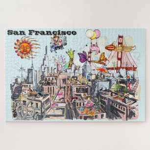 Die belebte Stadt San Francisco Surreal Pop Art Puzzle