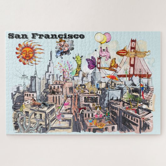 Die belebte Stadt San Francisco Surreal Pop Art Puzzle (Horizontal)