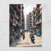 Die belebte Straße im Zentrum von Kalkutta, Indien Postkarte (Vorderseite)