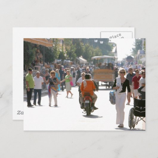 Die belebte Straße in Katakolon Griechenland Postkarte (Vorne/Hinten)