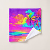 Die belebte Tropical Shore Art Badhandtuch Set (Waschlappen)