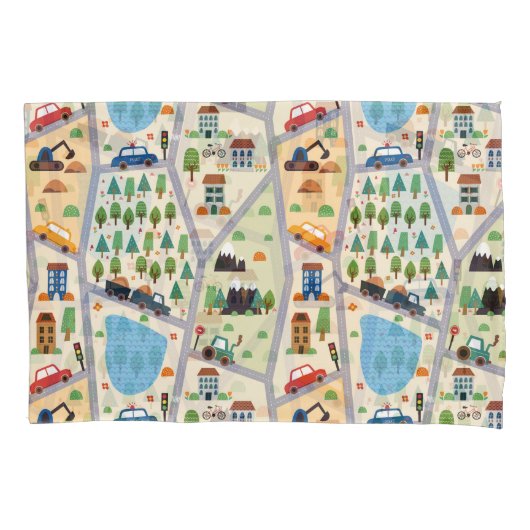 Die belebten Stadtwege für Kinder Kissenbezug (Vorderseite)