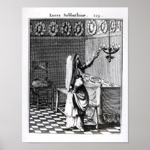 Die Beleuchtung der Sabbat-Kerzen Poster