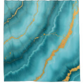 Die beliebte türkisfarbene Blue-Gold-Marmorsammlun Duschvorhang (Vorderseite)