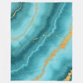 Die beliebte türkisfarbene Blue-Gold-Marmorsammlun Fleecedecke (Vorderseite)