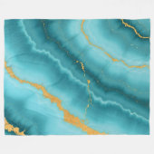 Die beliebte türkisfarbene Blue-Gold-Marmorsammlun Fleecedecke (Vorderseite (Horizontal))