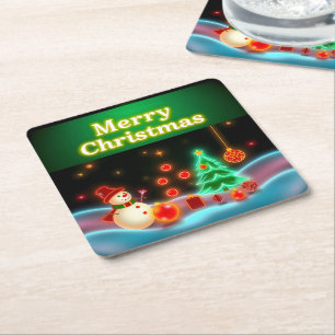 Die beliebte Weihnachts-Neon Holiday Collection Rechteckiger Pappuntersetzer
