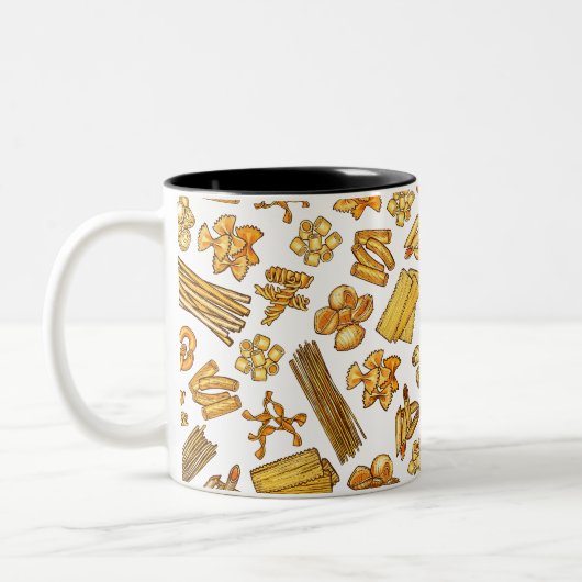 "Die beliebtesten italienischen Lebensmittel und G Zweifarbige Tasse (Links)