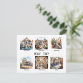 Die beliebtesten Touristenattraktionen Rom Aquarel Postkarte (Stehend Vorderseite)