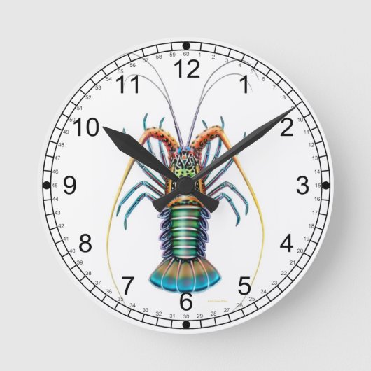 Die bemalte, spiny Hummerwand Runde Wanduhr (Vorderseite)