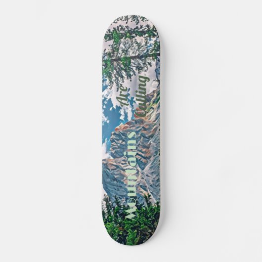 Die Berge bezeichnen Schneebäume als Pristine Skateboard (Vorderseite)