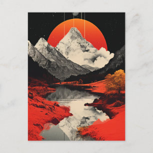 Die Berge, der Fluss und der Mond Postkarte