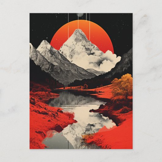 Die Berge, der Fluss und der Mond Postkarte (Vorderseite)