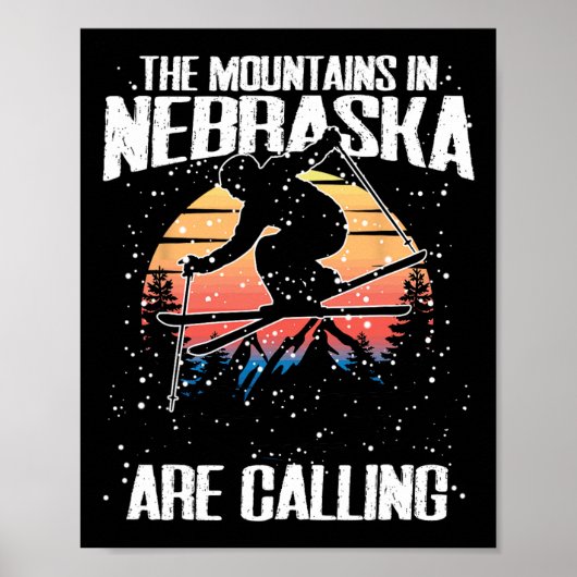 Die Berge in Nebraska fordern sonniges Skifahren Poster (Vorne)