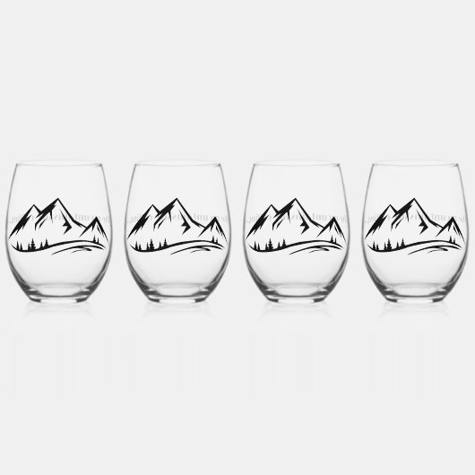 Die Berge nennen Design Wine Glass Set Weinglas Ohne Stiel (Vorderseite)